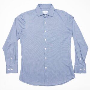 Mizzen+Main Check Shirt Men's Small Performance Long Sleeve Wicking Stretch Blue